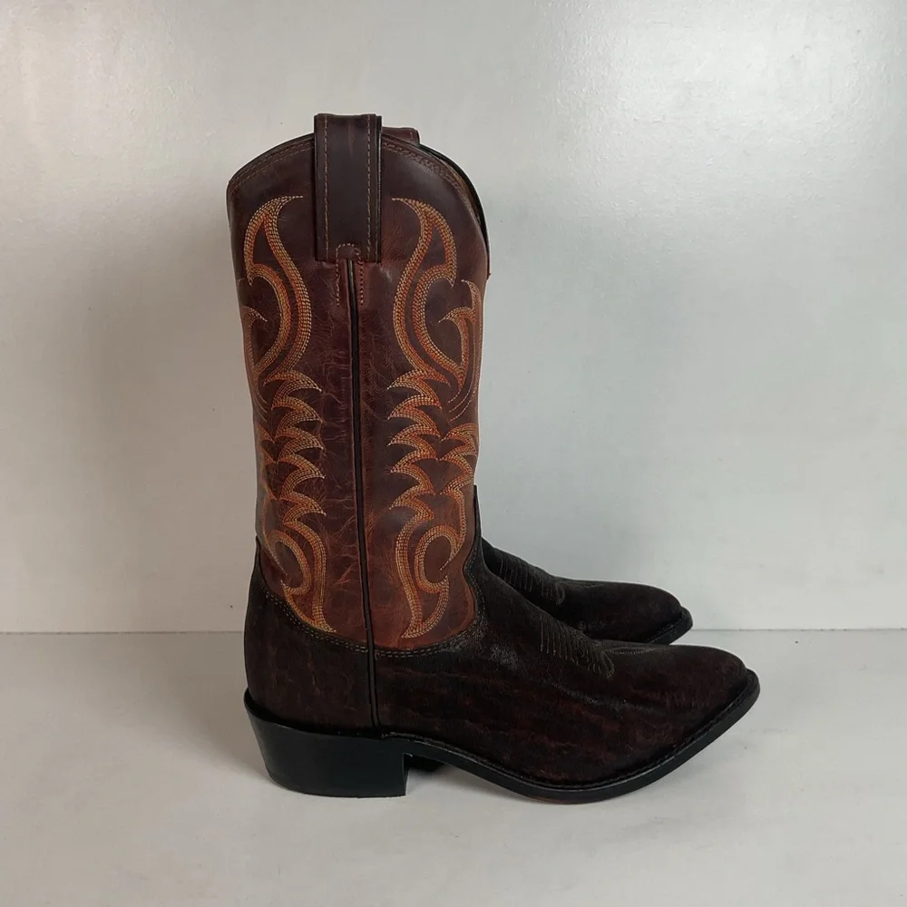 Tony Lama Men’s Vintage Chocolate Cowboy Boots 8.5 D USA Made Exotic - Picture 11 of 16